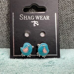 Blue and Pink Bird Earrings